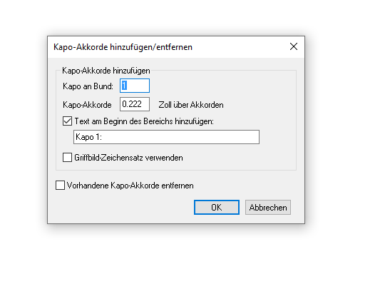 Dialogbox Kapo-Akkorde hinzufügen/entfernen