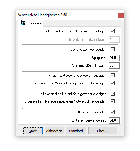Dialogbox Verwendete Handglocken (Plug-In)